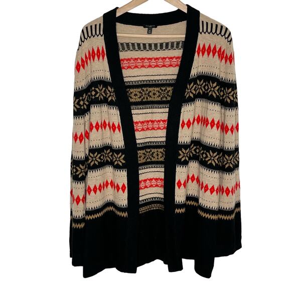 Talbots Women's Open Front Wool Mohair Blend Cardigan Sweater Size 2X Tan Black - Picture 1 of 6